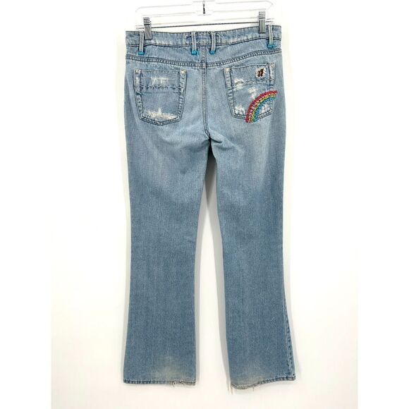 JOE'S JEANS Vintage Series 1971 Light Blue Rainbow Embroidered Flare Jeans 27 - Picture 2 of 9